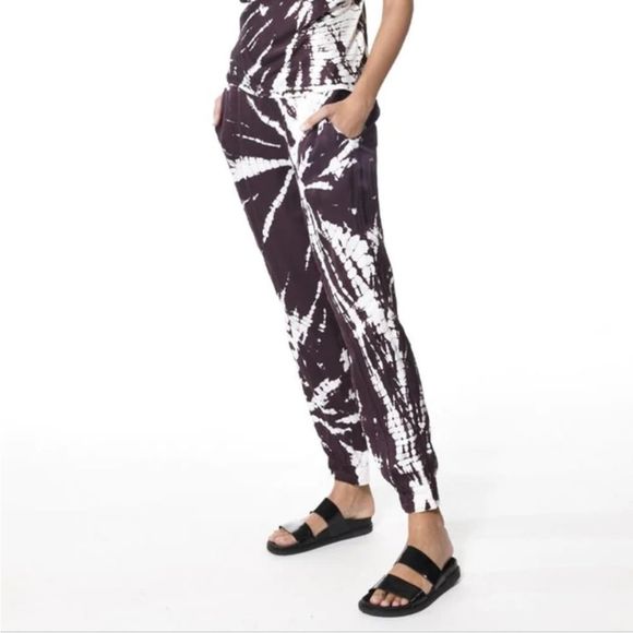 Young Fabulous & Broke Pants - YOUNG FABULOUS & BROKE Satin Jensen Jogger Pants Starburst Raisin